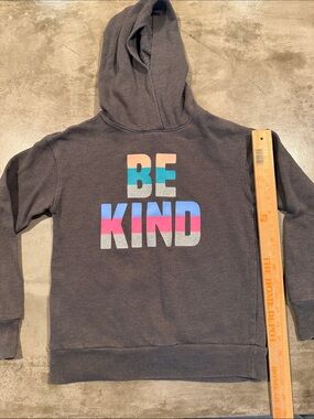 SO Gray Kids Hoodie with Multicolor "BE KIND" Print
